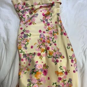 Beginning Boutique Strapless Floral Dress in Pink and Orange